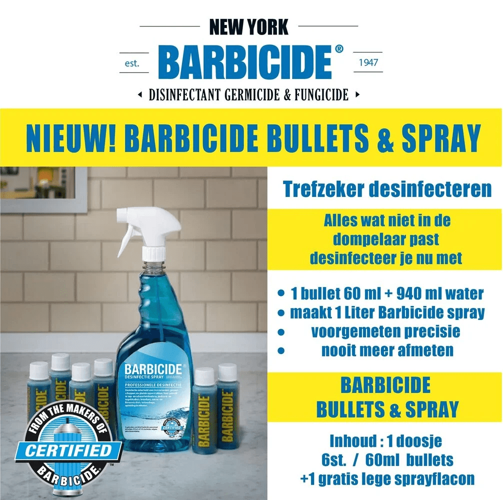 BARBICIDE Desinfectie Bullets (6 x bullet + 1 x Spray Flacon) - SimDi Beauty