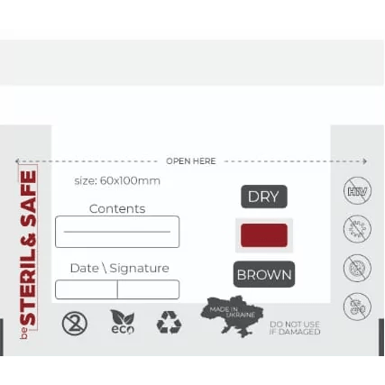 BESTERIL&amp;SAFE sterilisatiezakken hete lucht in bruin, 60x100mm, voor veilige opslag