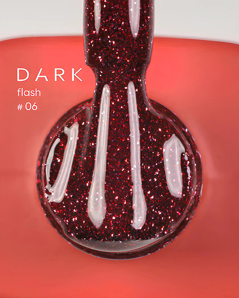 DARK Gellak Flash 06 kopen, glitter nagellak in dieprood voor een glamoureuze afwerking