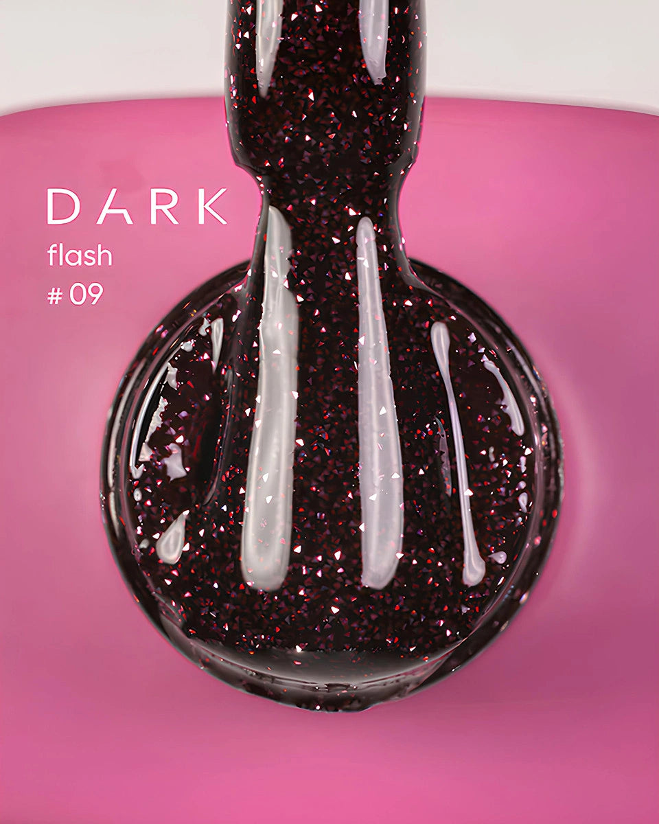 DARK gellak flash 09 met glitters voor een glamoureuze nagelstyling