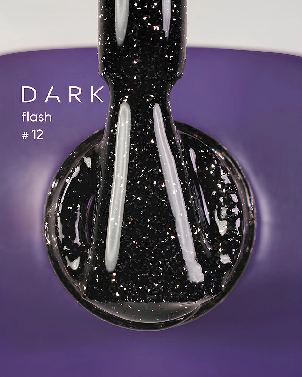 DARK Gellak Flash 12 kopen, zwarte nagellak met glitters