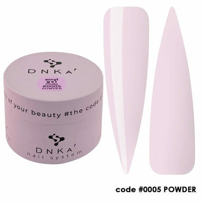 DNKa acryl gel DNKa powder 30ml in zachte roze kleur met nagelstalen voor perfecte manicure