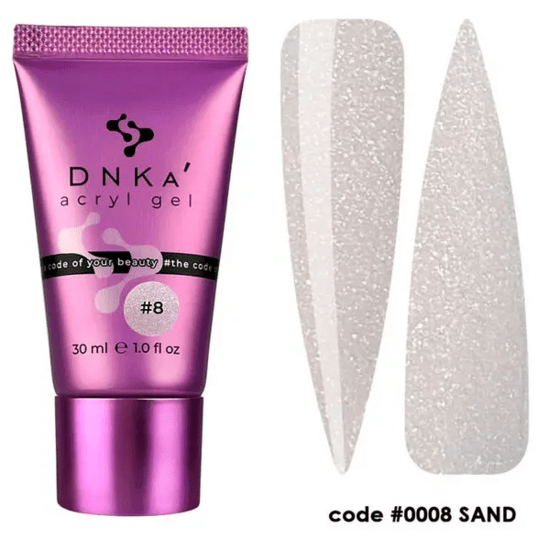 DNKa acryl gel kopen in een paarse tube van 30 ml met glittereffect code 0008 sand