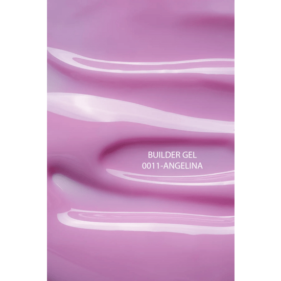 Close-up van paarsachtige builder gel DNKa Angelina met glanzende textuur voor nagelverzorging