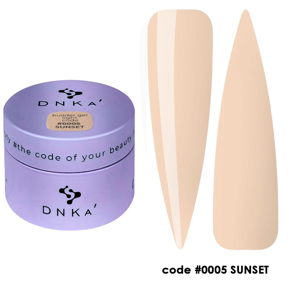 DNKa builder gel dnka in pot met code 0005 SUNSET en natuurlijke nagelvormen voor nail art