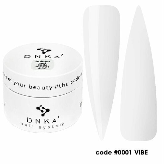 Witte builder gel DNKa kopen in potje met twee lange witte nagelstalen code 0001 VIBE