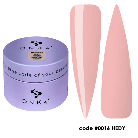 DNKa builder gel pot in lila met twee roze nagelvoorbeelden code 0016 HEDY