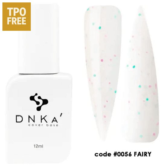 DNKa Cover Base 0056 met witte basis en gekleurde stippen in een 12ml flesje