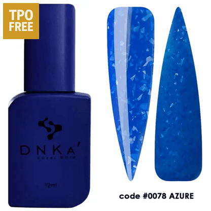 DNKa Cover Base Azure kopen blauwe biab fles en nagelstalen met glinsterende afwerking