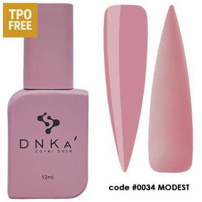 DNKa cover base biab flesje en kleurstaal in zachte roze tint code 0034 Modest