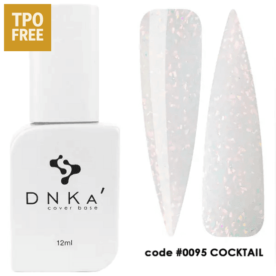 DNKa Cover Base biab fles 12ml met glitter effect nail art code 0095 Cocktail