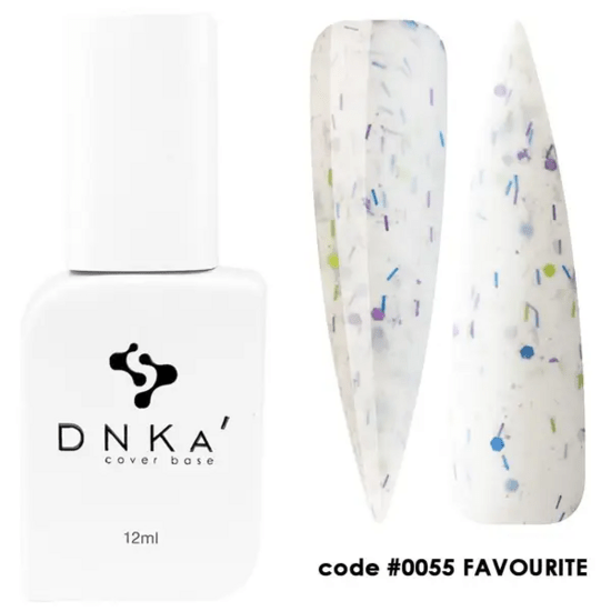 DNKa cover base biab flesje met glittereffect en twee nagelstalen code 0055 Favourite