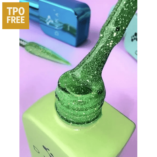 DNKa Cover Base kopen groene glanzende biab met glitter en TPO free label