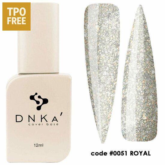 DNKa cover base kopen glitter cover fles 12ml met glinsterende zilveren nagelstalen code 0051 ROYAL