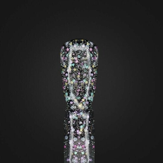 DNKa’ cover base kopen zwarte gel met kleurrijke glitterdeeltjes en TPO free label