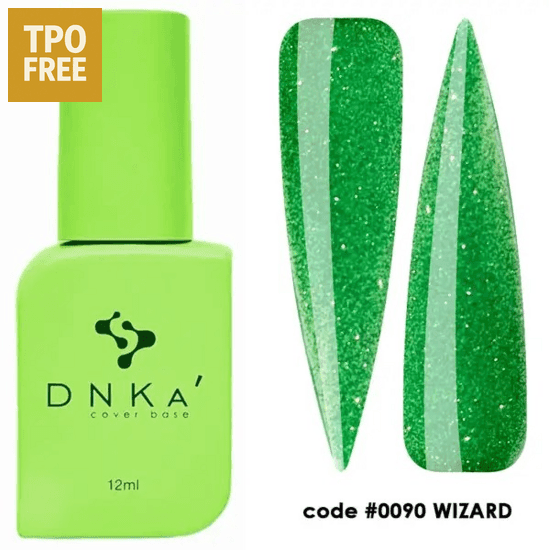 DNKa Cover Base kopen groene biab flesje en glanzende groene nagelstalen code 0090 Wizard
