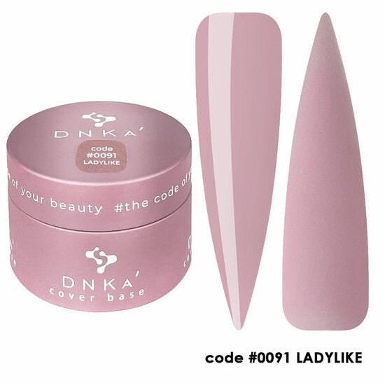 Roze DNKa Cover Base Ladylike nagelgel potje met twee nagelproeven in dezelfde kleur