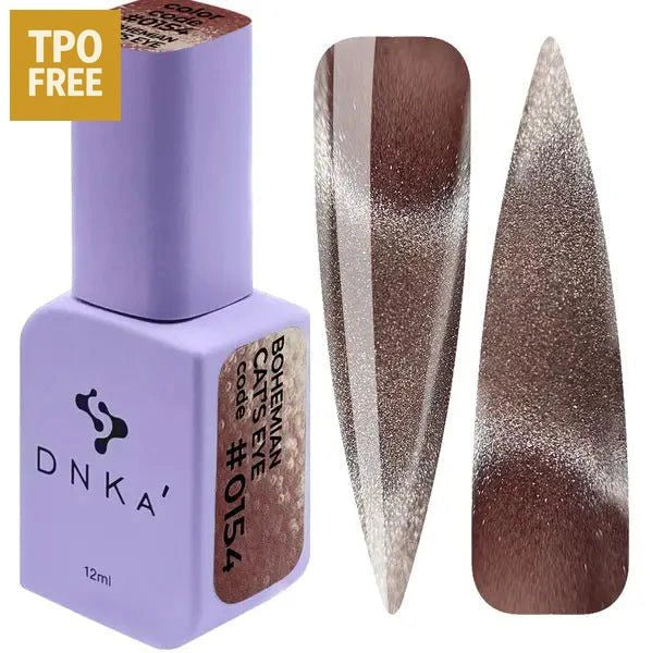 DNKa gellak cats eye effect in paarse fles met glanzende bruin metallic nagelstalen