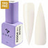 Gellak wit 0002 DNKa in paarse fles met twee witte nagelstalen voor nagelkunst