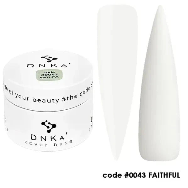 DNKa nagelgroothandel cover base pot met kleur code 0043 Faithful en twee nagelproef stalen