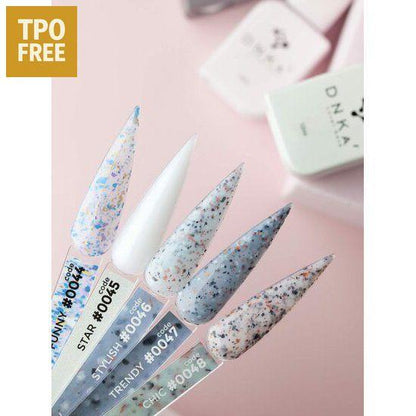 Nagelproduct groothandel DNKa stiletto nagelproeven met diverse glitterkleuren en TPO free label