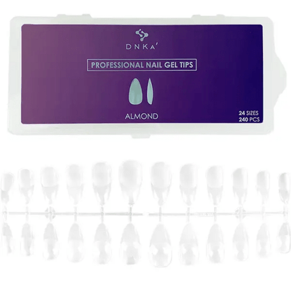DNKa Professionele gel tips in amandelvorm, 240 stuks in 24 maten voor nagelkunst