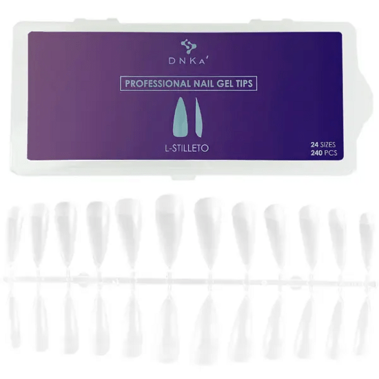 DNKa professionele gel tips in L-Stiletto vorm met 240 stuks in 24 maten voor perfecte nagelstyling