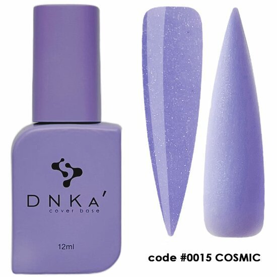 Paars DNKa baseflesje en twee paarskleurige nageldesigns met TPO-vrije nagelproducten