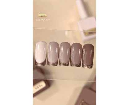 HEYLOVE gellak powder kopen, nagellak in nude tinten met glanzende afwerking