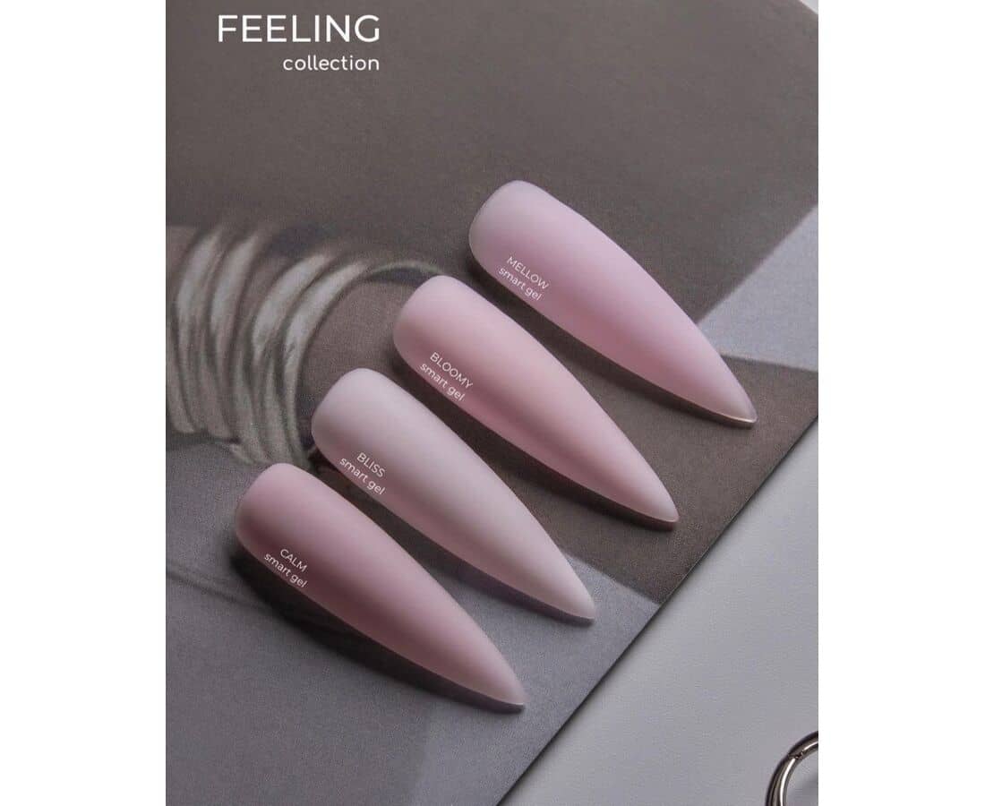 HEYLOVE Smart Gel BIAB kopen, vier nagelvormen in verschillende roze tinten