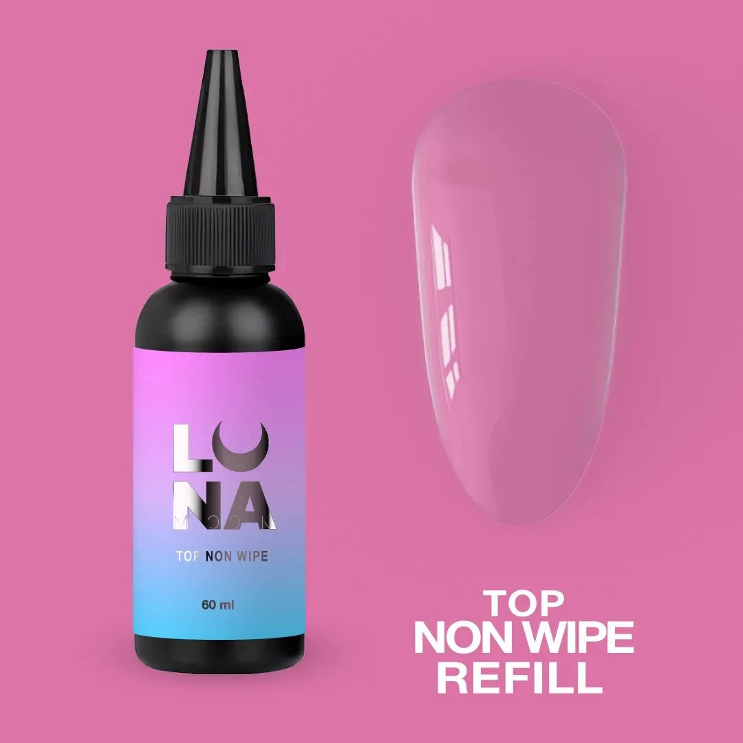 LUNA top coat no-wipe in 60 ml fles met glanzende afwerking voor nagelstyling