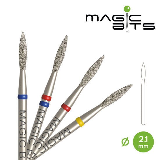 MAGIC BITS freesbitje vlam fijn- medium met scherpe diamantkop voor precisiewerk