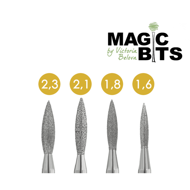 MAGIC BITS freesbitje voor nagels medium scherp met verschillende kopmaatjes voor manicure en pedicure