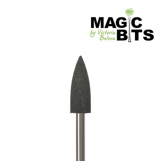 MAGIC BITS siliconen polijst bitje in grijzige kleur met een scherp uiteinde voor precisiebewerking