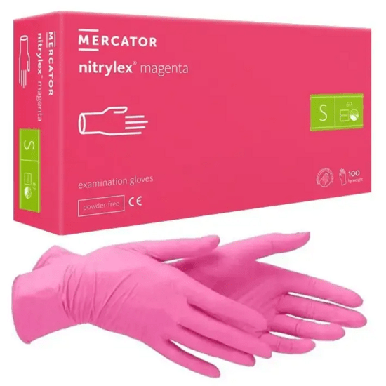 Mercator nitrylex handschoenen magenta voor medische onderzoeken