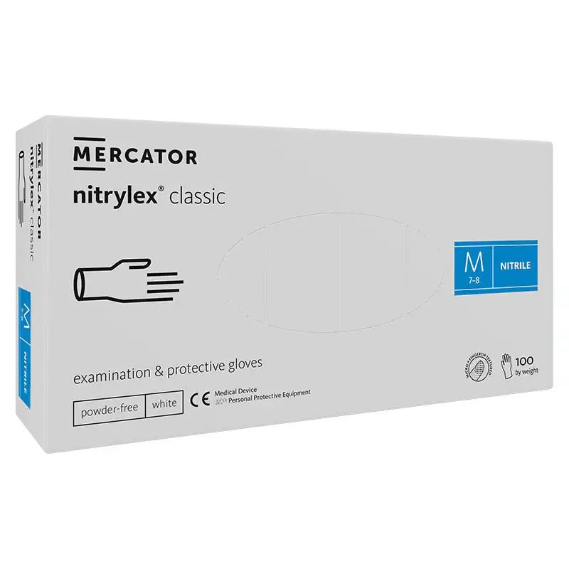Mercator nitrylex handschoenen wit M, beschermende nitrile exam gloves