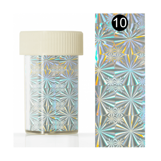 Transparante nail art folie met sterpatronen in een handige pot van KODI