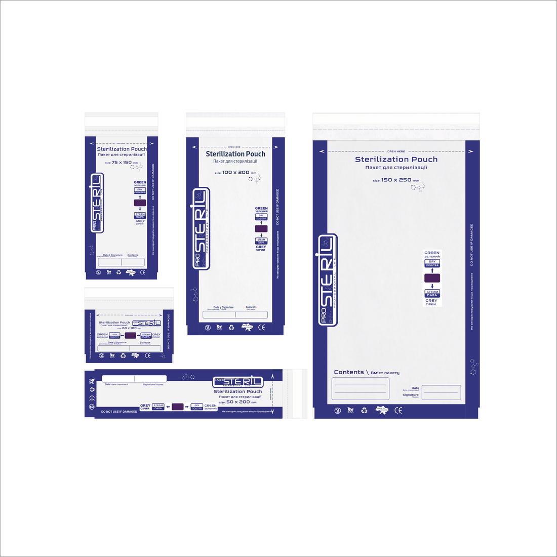 PROSTERIL Sterilisatiezakken Combi DRY/STEAM – Papier/Folie 100 stuks - SimDi Beauty