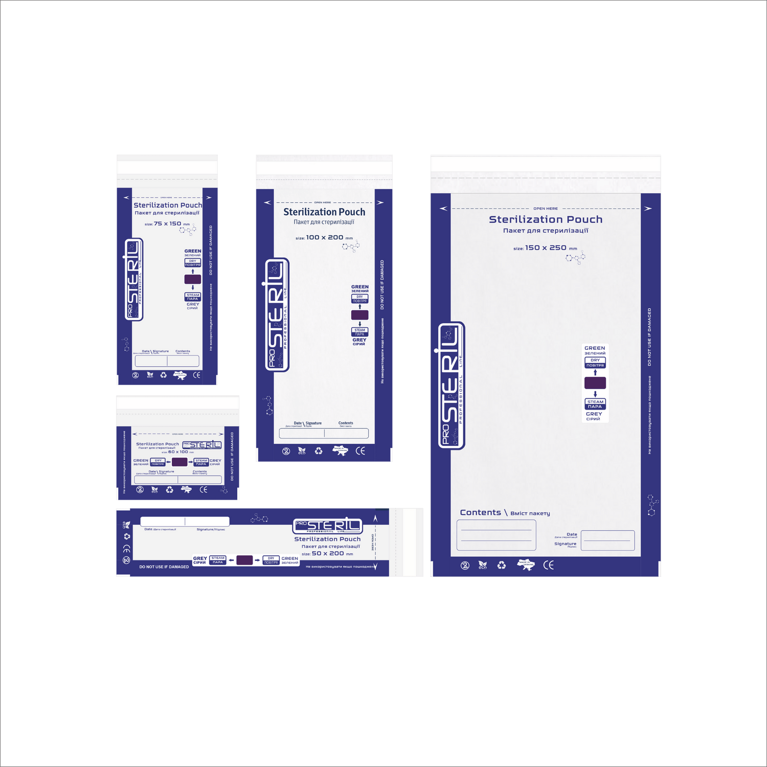 PROSTERIL Sterilisatiezakken Combi DRY/STEAM – Papier/Folie 100 stuks - SimDi Beauty