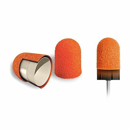 Oranje slijpkapje voor pedicure, perfect voor het gladmaken en verzorgen van nagels.