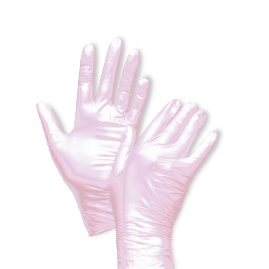 Roze pareleffect nitril handschoenen van UNIGLOVES voor een comfortabele en stijlvolle bescherming