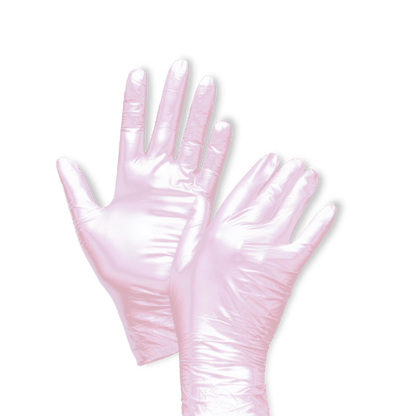 Roze pareleffect nitril handschoenen van UNIGLOVES voor een comfortabele en stijlvolle bescherming