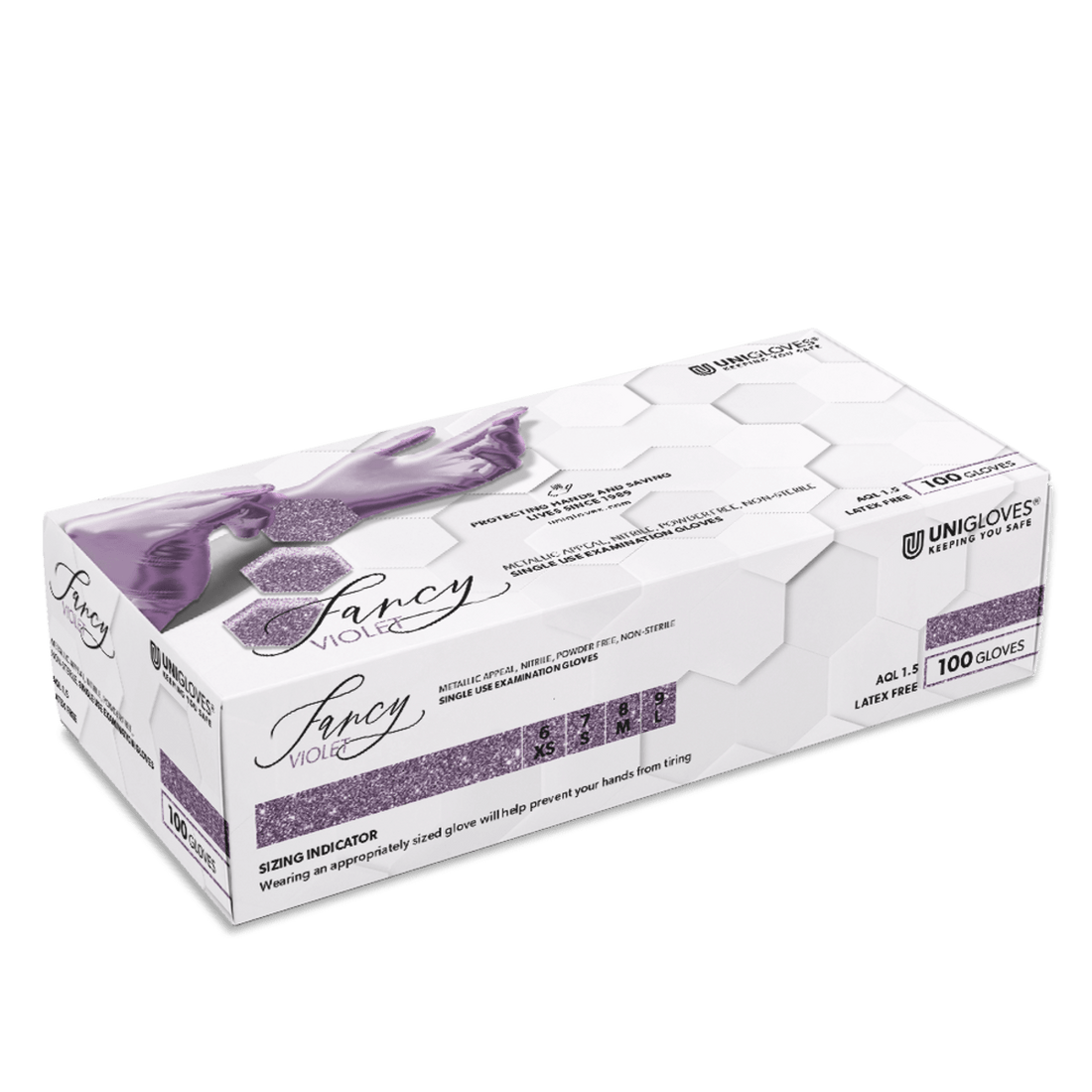 UNIGLOVES Nitril Handschoenen Met Pareleffect &quot;Fancy Violet&quot;, maat S - SimDi Beauty