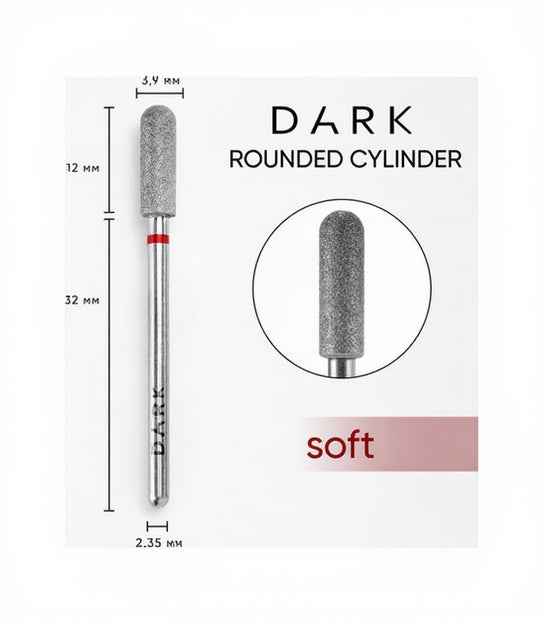 DARK Diamant Freesbitje 11918 3.9x12mm Afgeronde Cilinder Rood/Zacht